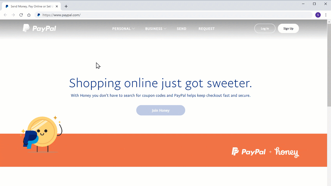 Sign up with PayPal