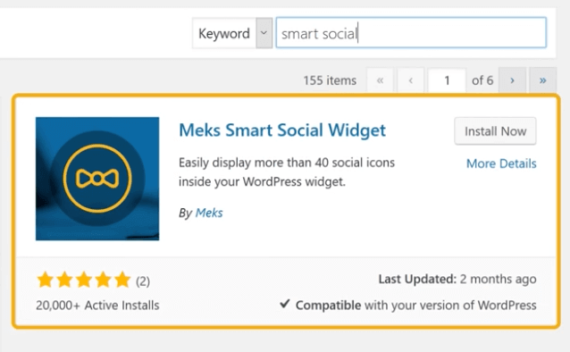 install the meks smart social plugin
