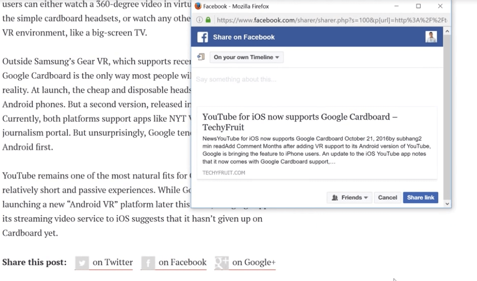 Articles can be shared across social media