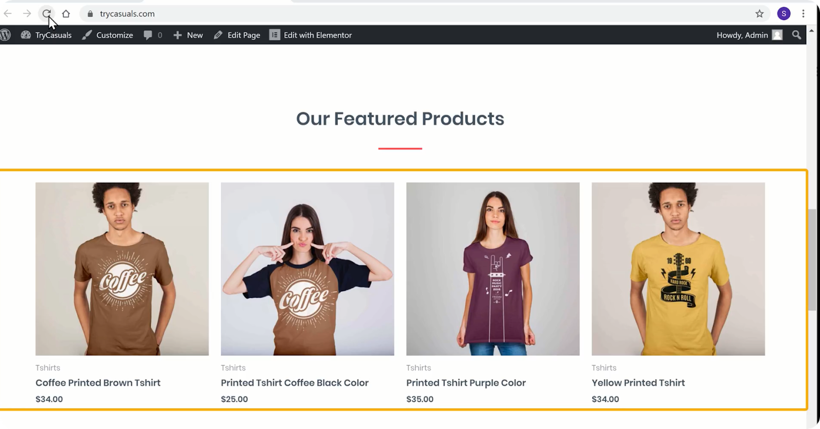 Featured products section