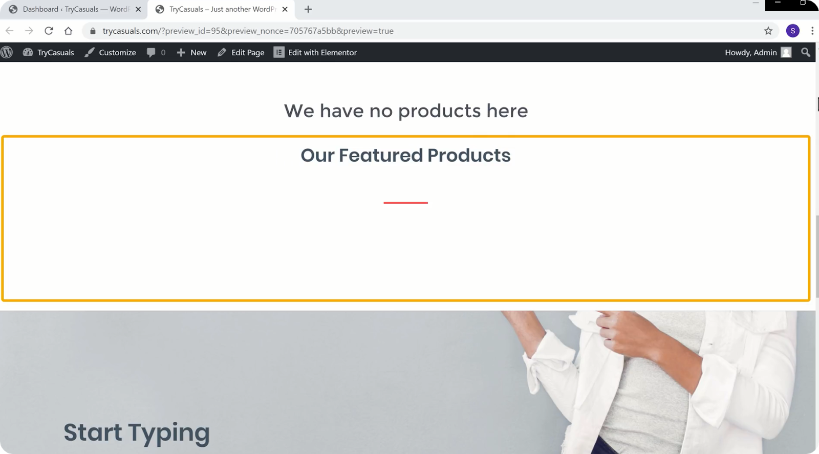 No products in the featured products section