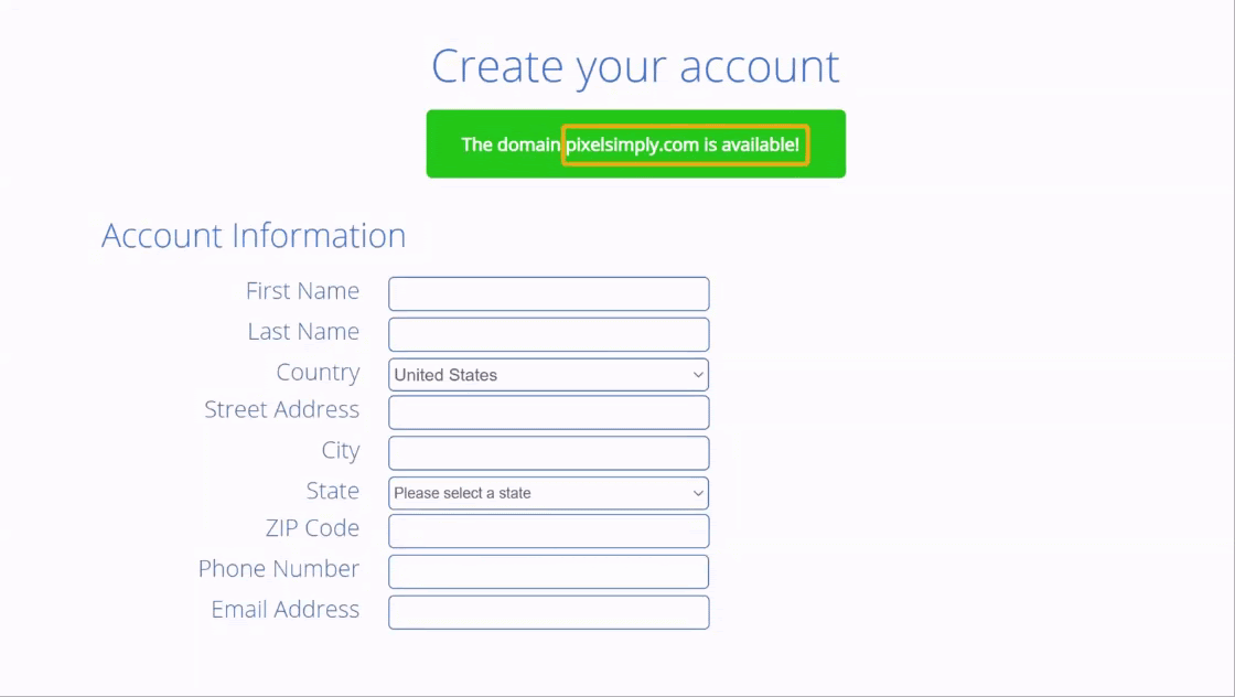 Create Bluehost account