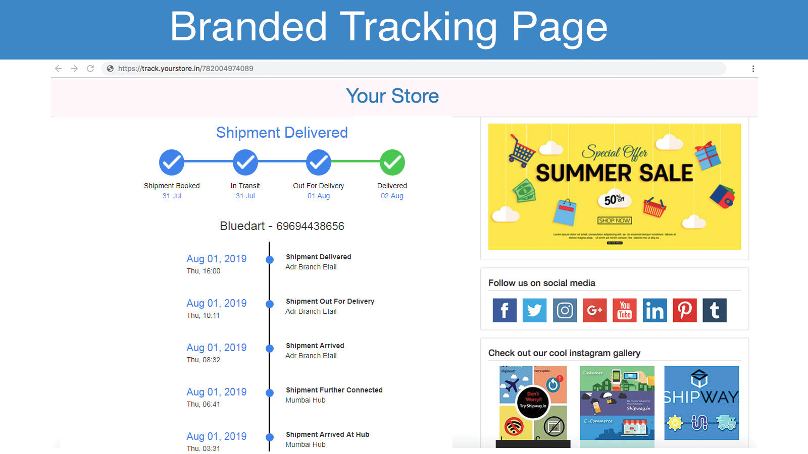 Branded tracking pages