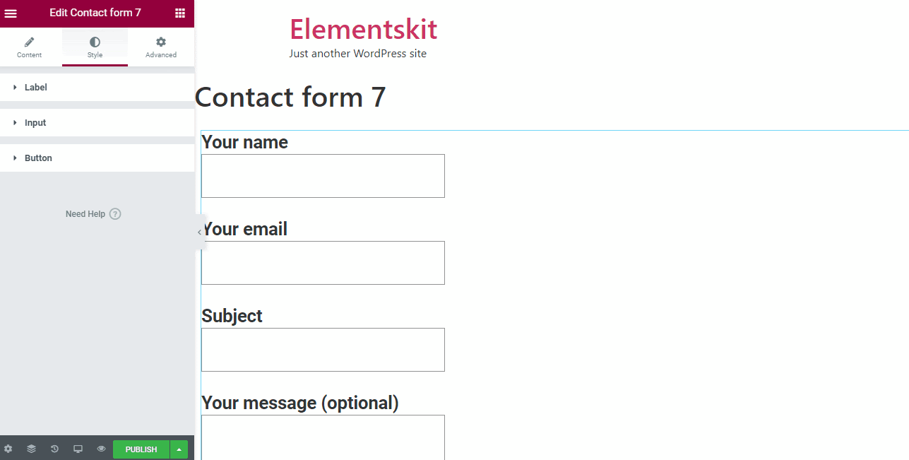 Include contact form to the website