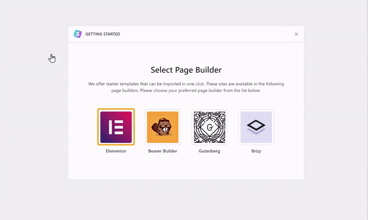 Select Elementor Page builder