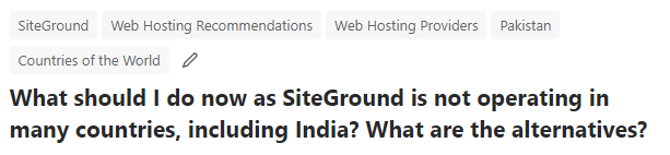 Why is SiteGround not operating in India?