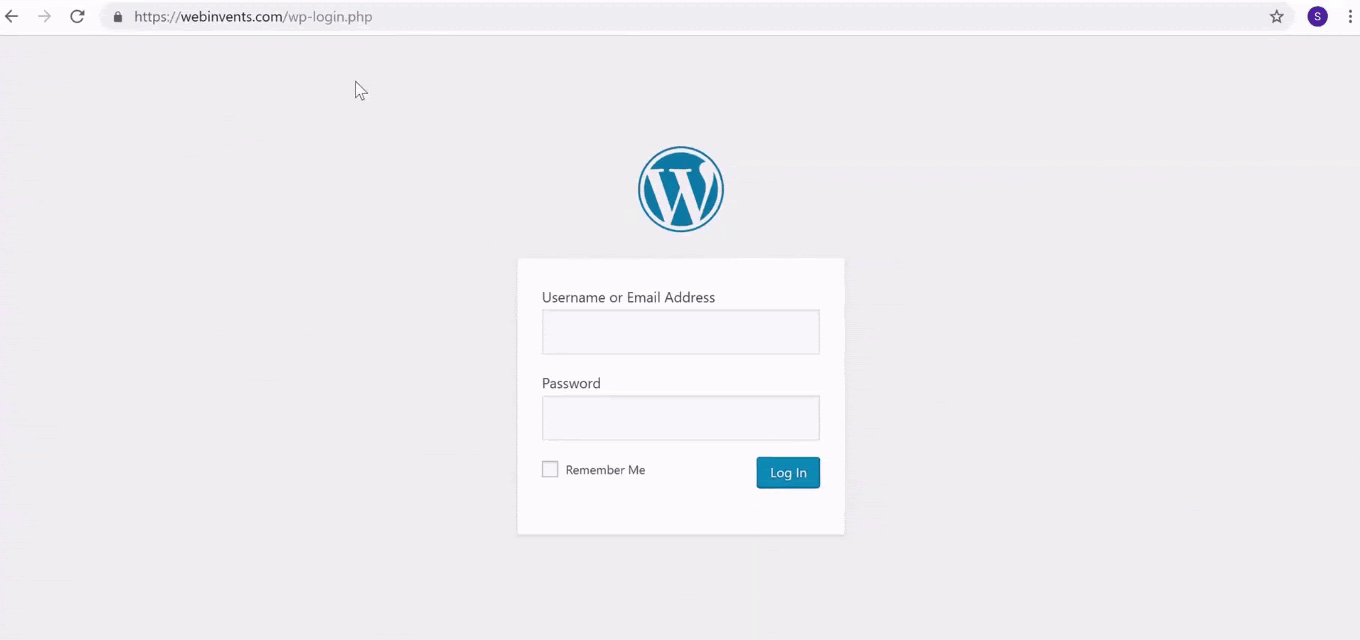 Enter WordPress credentials to login