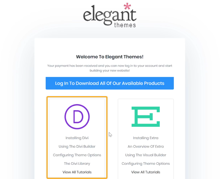 Install Divi after purchasing Elegant themes