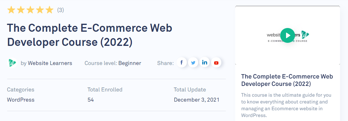 WordPress eCommerce course